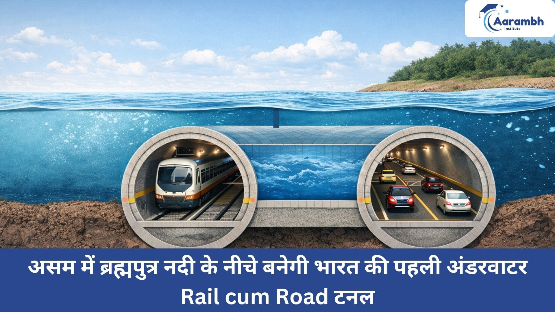 Read more about the article असम में ब्रह्मपुत्र नदी के नीचे बनेगी भारत की पहली अंडरवाटर Rail cum Road टनल